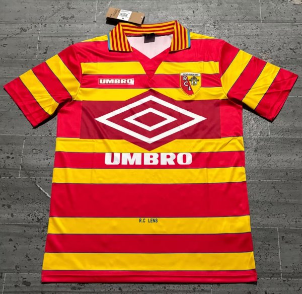 97-98 RC Lens Home Retro Fans Soccer Jersey