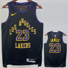 23-24 LAKERS JAMES #23 Black City Edition Top Quality Hot Pressing NBA Jersey