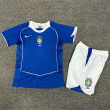 2004 Brazil Away Retro Kids Soccer Jersey