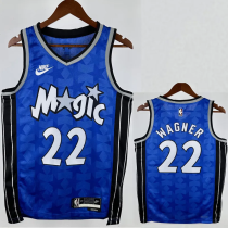 23-24 Magic WAGNER #22 Dark Blue Top Quality Hot Pressing NBA Jersey (Retro Logo)(V领)