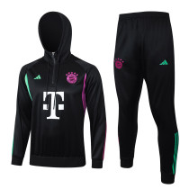 23-24 Bayern Black Hoodie Jacket Tracksuit