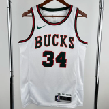 2017-18 BUCKS ANTETOKOUNMPO #34 White Retro Top Quality Hot Pressing NBA Jersey