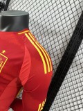 2024 Spain European Cup Home Long sleeves Player Version Soccer Jersey