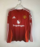 24-25 Man Utd Home  Long sleeves Fans Soccer Jersey