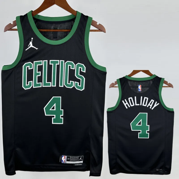 22-23 Celtics HOLIDAY #4 Black Top Quality Hot Pressing NBA Jersey (Trapeze Edition)