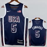 2024 Olympic Game USA EDWARDS # 5 Dark Blue Basketball Jersey