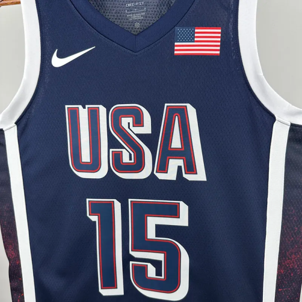 2024 Olympic Game USA BOOKER 15 Dark Blue Basketball Jersey