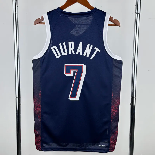 2024 Olympic Game USA DURANT 7 Dark Blue Basketball Jersey