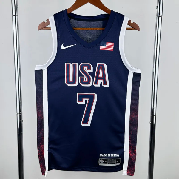 2024 Olympic Game USA DURANT 7 Dark Blue Basketball Jersey
