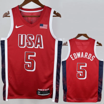 2024 Olympic Game USA EDWARDS # 5 Red Basketball Jersey