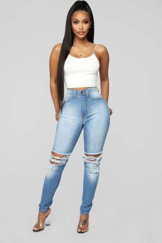 One More Time Skinny Jeans - Light Blue Wash