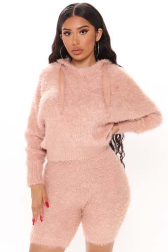 One Night Only Fuzzy Short Set - Pink