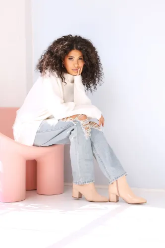 Paige Ankle Bootie - Nude