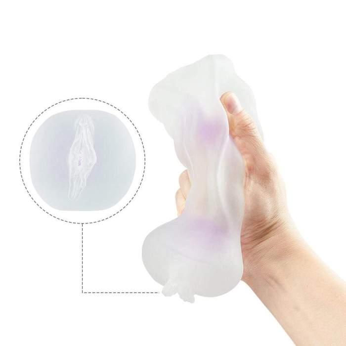 6.5” Clear Male Masturbator with Double Penis Ring
