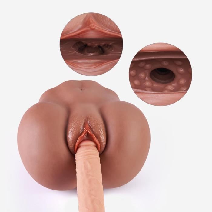 6.23lb Mariane Browned Caramel Sexpot Dual-Tunnel Realistic Anal Clitoris Male Masturbator
