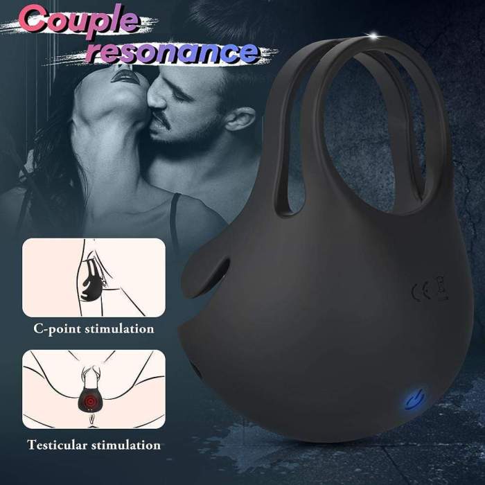 9-Speed Vibrating Penis Ring with Taint Teaser, Stimulate Penis Scrotum Testicle