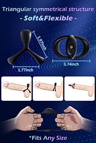Vibrating Cock Ring, LUZINE Rechargable Silicone Stretchy Penis Rings with 10 Intense Vibration Modes, Triangular Mens Vibrator for Stronger Erection Pleasure Enhance, Adult Sex Toys & Games