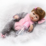 Boneca Bebê Reborn Silicone Menina Elefante Olhos azuis 48cm IG-513