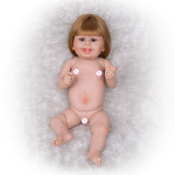 Boneca Bebê Reborn Silicone Menina Saia Flor Olhos Castanhos 55cm IG-517
