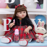 Boneca Bebê Reborn Silicone Menina Princesa Olhos Castanhos 60cm IG-590