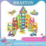 Brastoy Blocos De Montar Magnéticos Brinquedo Educativo Infantil 120 Peças