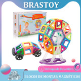 Brastoy Blocos Montar Magnéticos Brinquedo Educativo Infantil 68 Peças