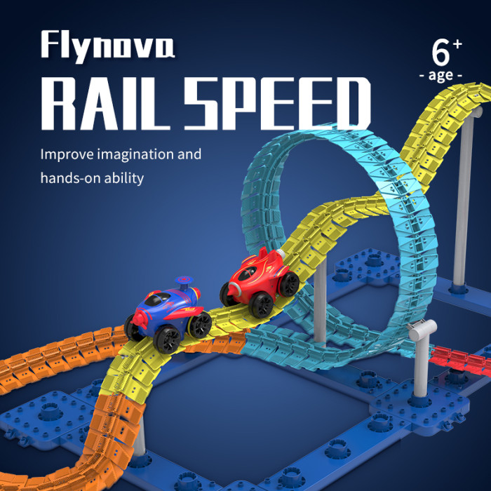 Flynova Rail Speed for Boys, Girls and Kids, 200PCS Car Tracks, 2 PCS Cars, Best Christmas Birthday Gifts