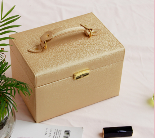 Jewelry box Princess European jewelry storage box Korean popular jewelry storage box wooden belt lock leather gift female