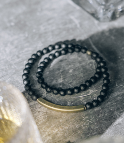Simple matte small cut Black Agate Bracelet female neutral versatile Stone Bead Bracelet