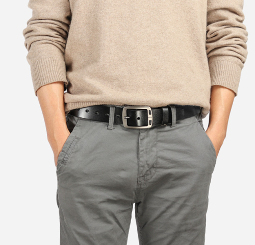 Men's needle buckle two-layer cowhide leather belt retro versatile business wide belt men