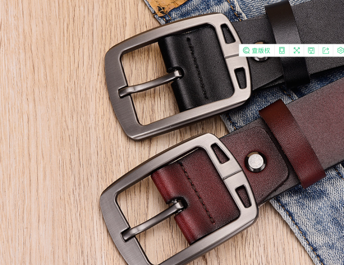 Men's needle buckle two-layer cowhide leather belt retro versatile business wide belt men