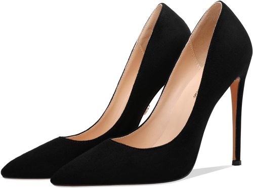 Black suede high heels