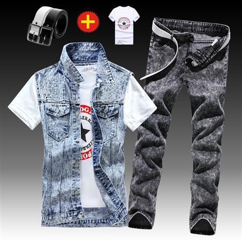 denim suit
