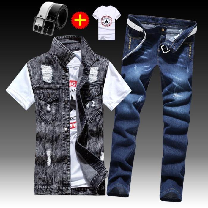 denim suit