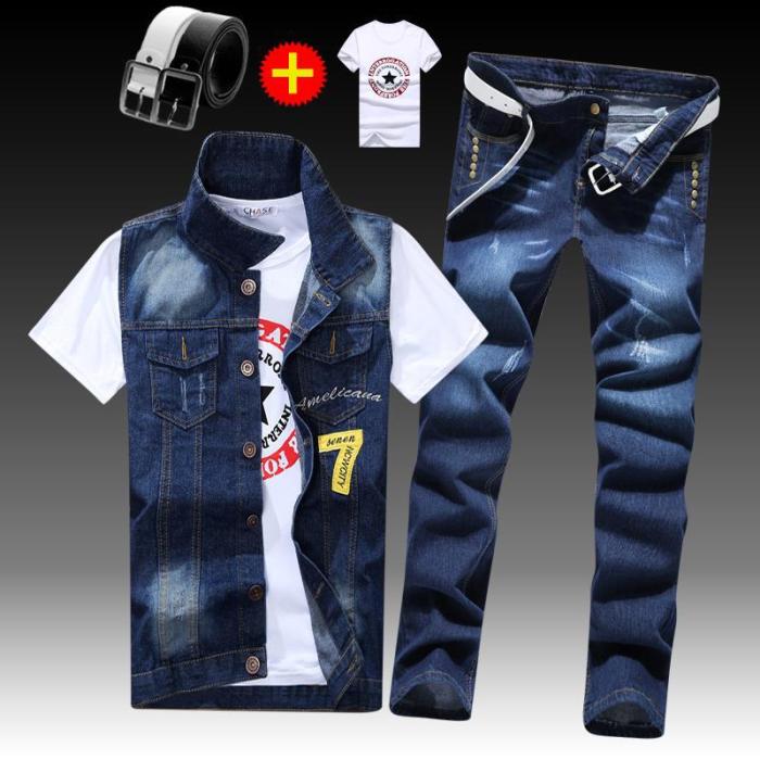 denim suit
