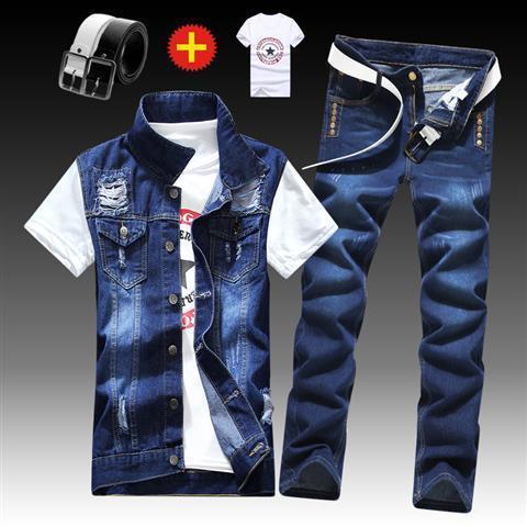 denim suit