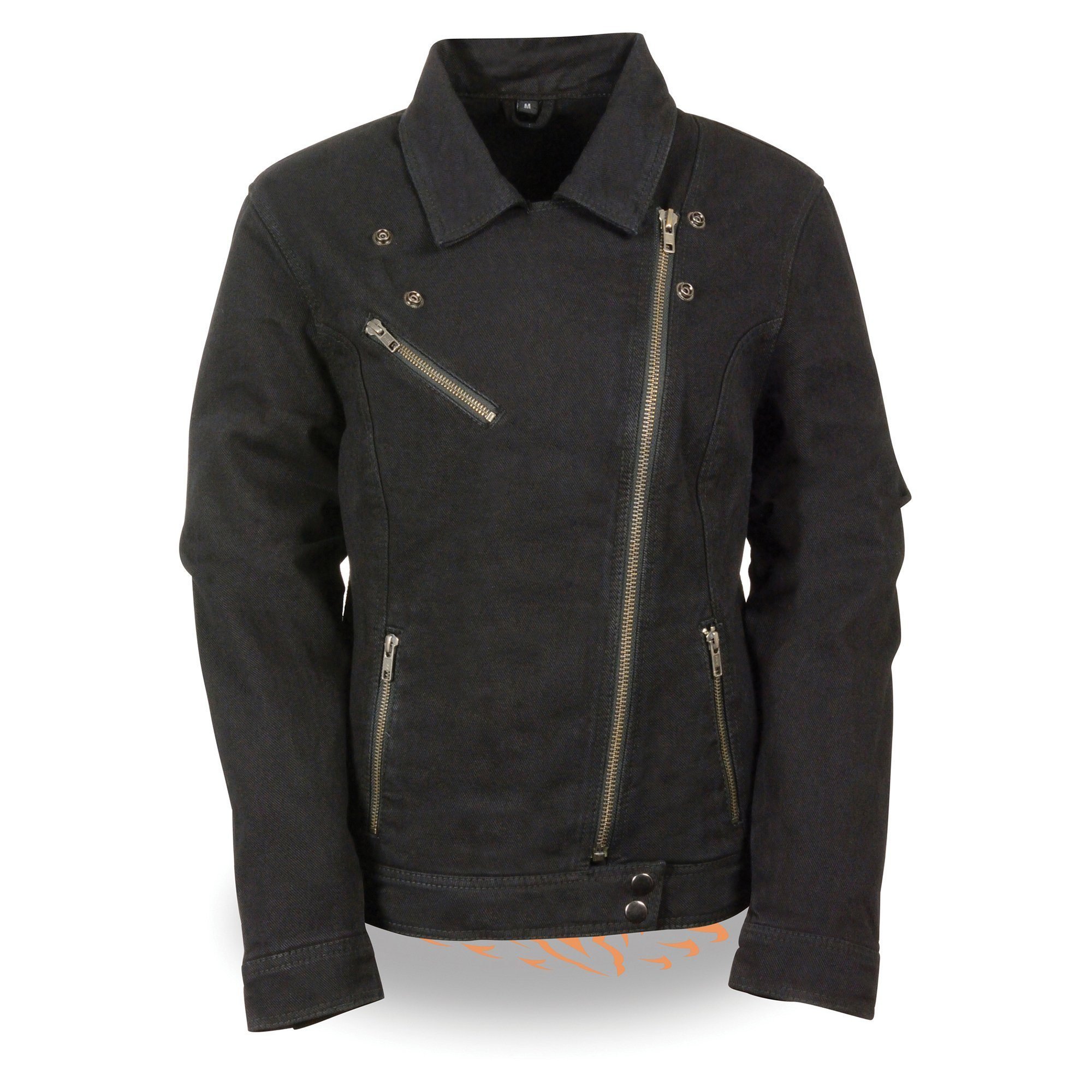 black denim jacket with studded spikes 