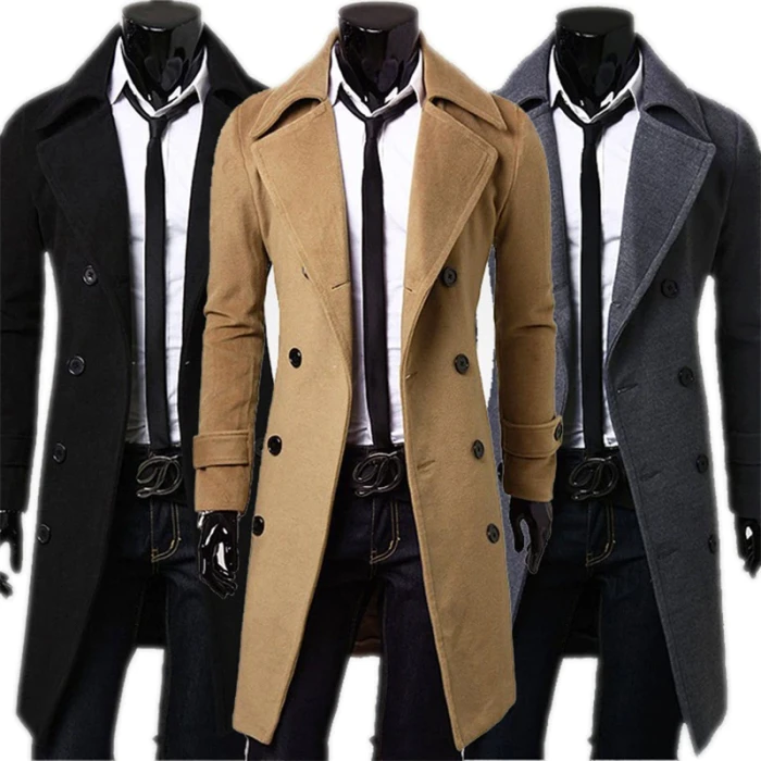 Fashion Brand Autumn Jacket Long Trench Coat Men's High Quality Self-cultivation Solid Color Men's Coat Double-breasted Jacket