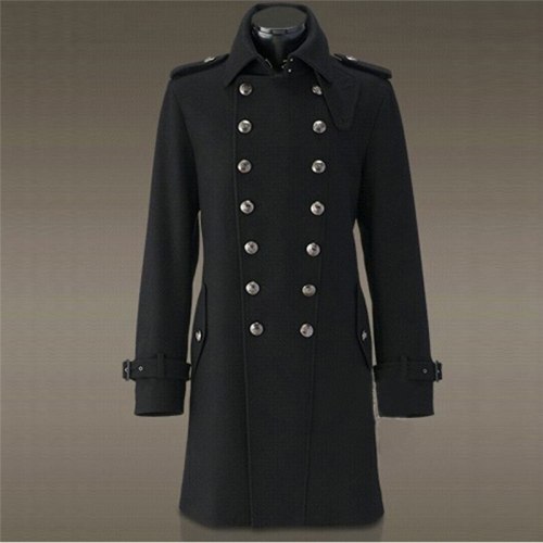 WWII German Army Overcoat General Wool Coats Double-Breasted Men Winter Woolen Black Solid Color Noble Formal Clothes