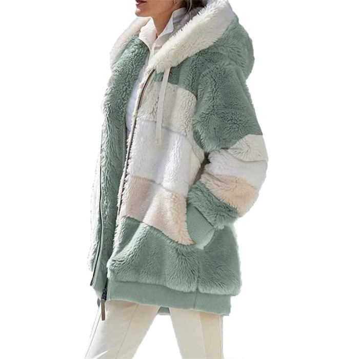 Women's autumn winter jacket stitching women's hooded coat patchwork faux fur parkas jackets for women 2021 ladies clothing