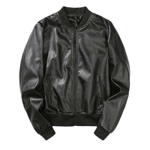 Women's Casual Pu Leather Jacket Woman Zipper Loose Black Punk Stand Collar Pockets Leather Coat Autumn Femme Streetwear