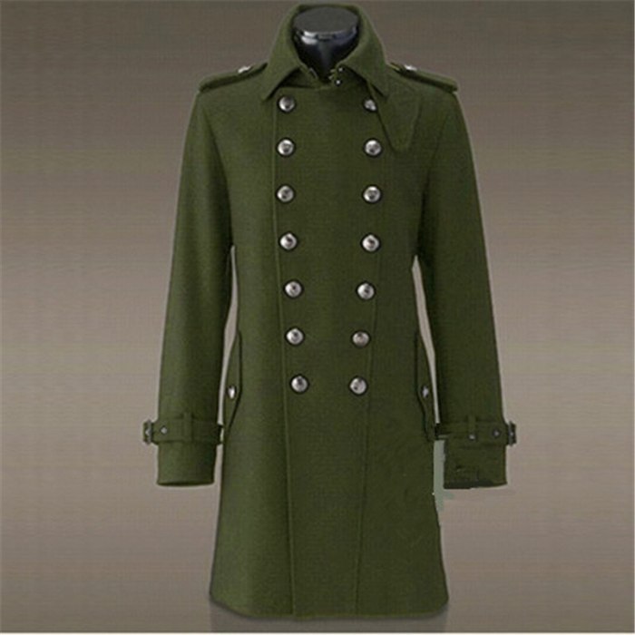 WWII German Army Overcoat General Wool Coats Double-Breasted Men Winter Woolen Black Solid Color Noble Formal Clothes