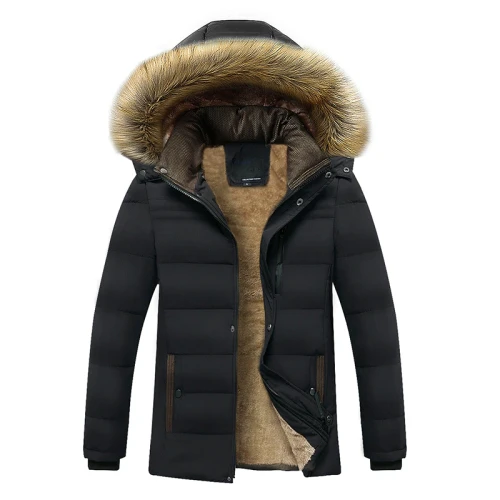 2021 Winter New Warm Thick Fleece Parkas Men Waterproof Hooded Fur Collar Parka Jacket Coat Men Autumn Fashion Casual Parkas Men