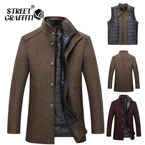 STG 2021 Men Brand Winter Warm Jacket Parkas Coat Men Fashion Autumn Clothing Windproof Woolen Slim Adjustable Vest Parkas Male