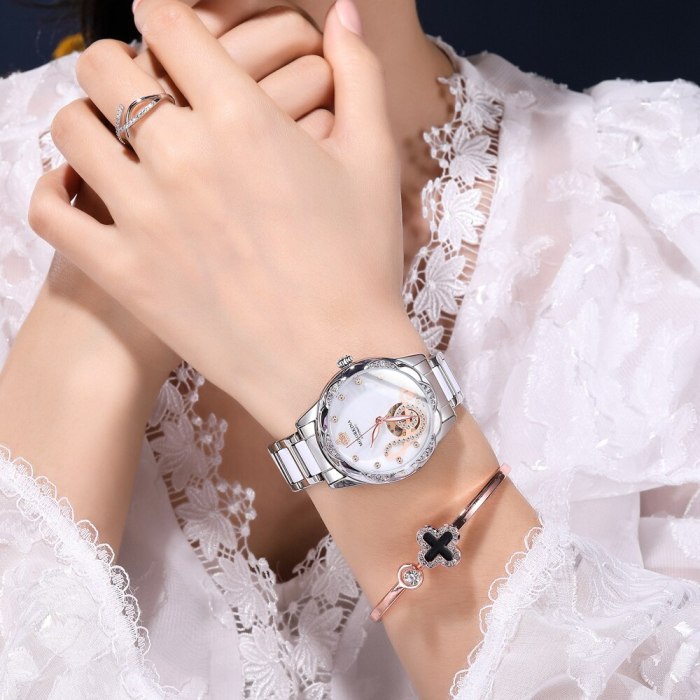 New Women's Watches 2021Diamond Luxury Design Ceramic Stainless Steel Strap Montre Femme Automatic Mechanical Relojes Para Mujer