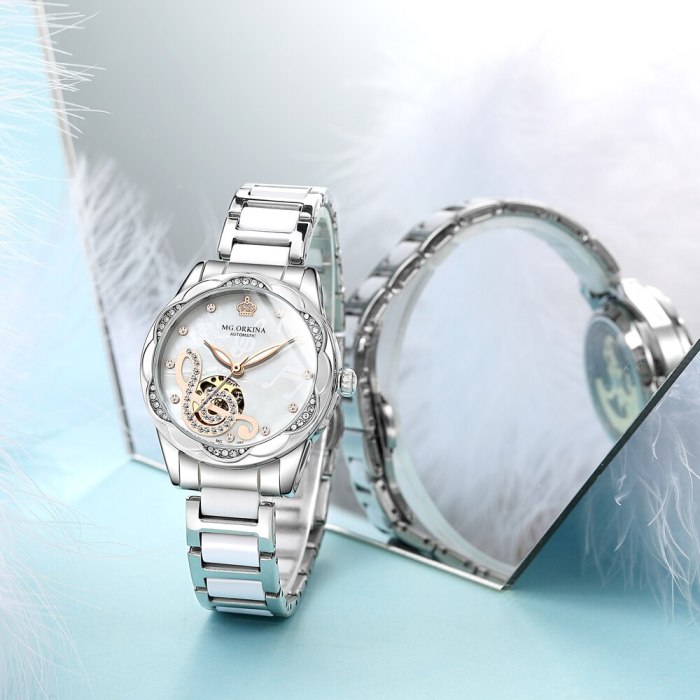 New Women's Watches 2021Diamond Luxury Design Ceramic Stainless Steel Strap Montre Femme Automatic Mechanical Relojes Para Mujer