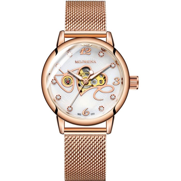 New Fashion Luxury Brand Skeleton Women Mechanical Watch Female Clock Automatic Mechanical Watches For Women Silver Montre Femme