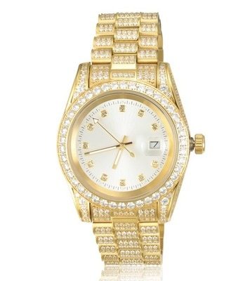 TOPGRILLZ Iced Presidential Mens Watch Luxury 18K White Gold Watch Hip Hop Charm Jewelry For Gift