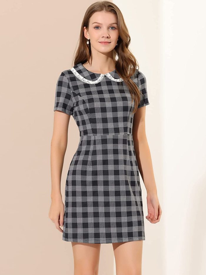Black and gray plaid skirt
