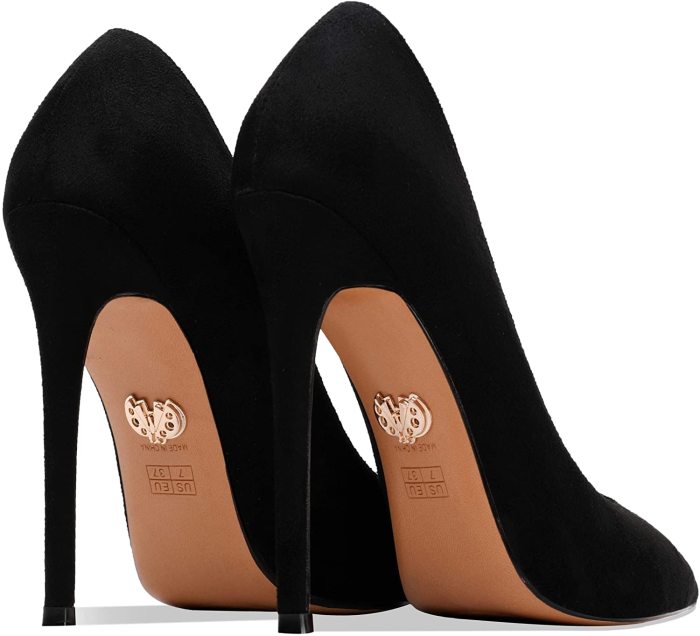 Black suede high heels